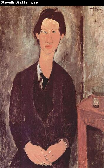 Amedeo Modigliani Portrat des Chaiim Soutine, an einem Tisch sitzend